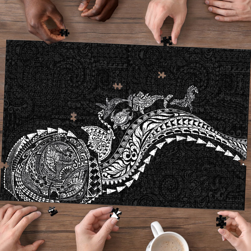 Hawaiian Kakau Tribal Sea Animals Tattoos Puzzle Black Color LT03 - Polynesian Pride