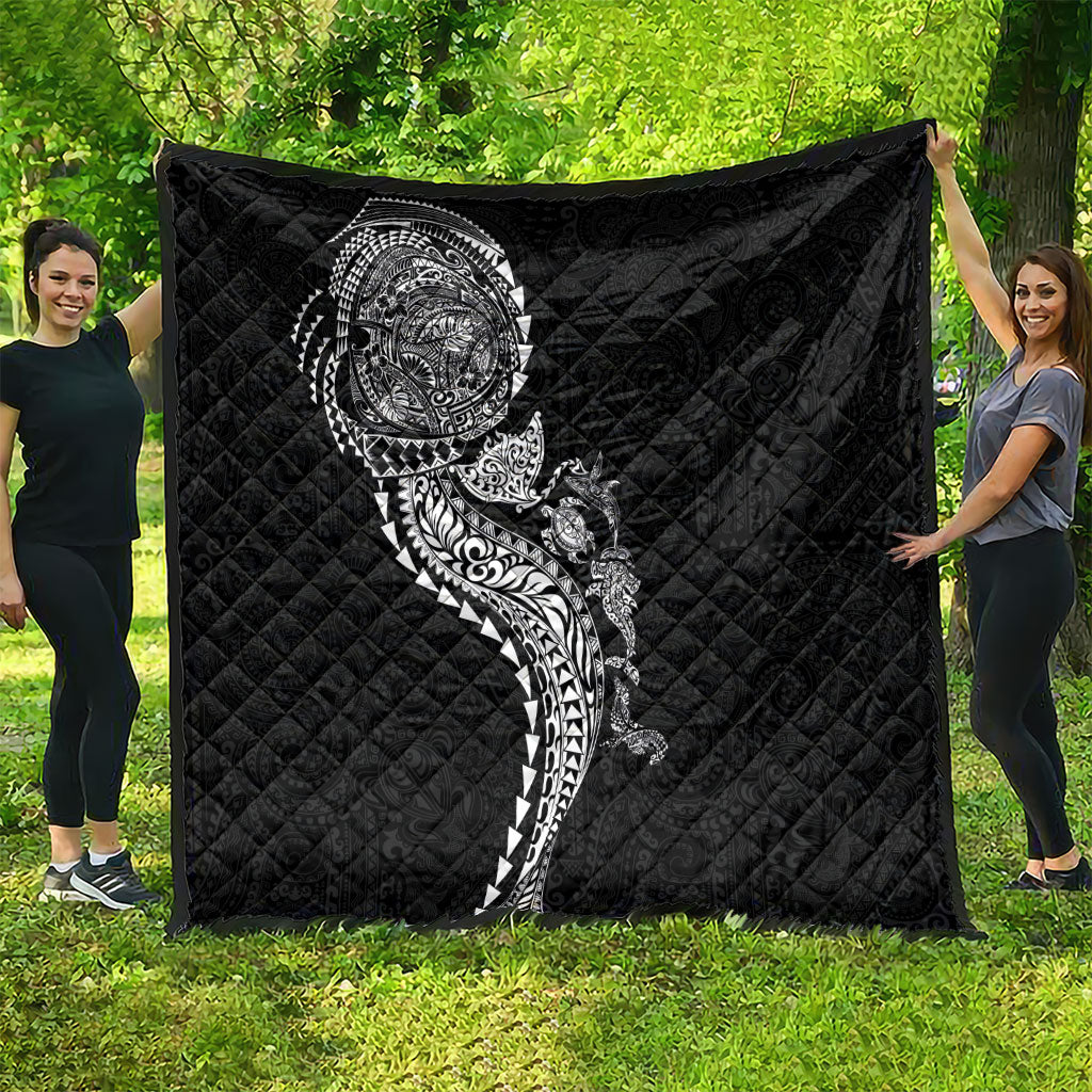 Hawaiian Kakau Tribal Sea Animals Tattoos Quilt Black Color LT03 - Polynesian Pride