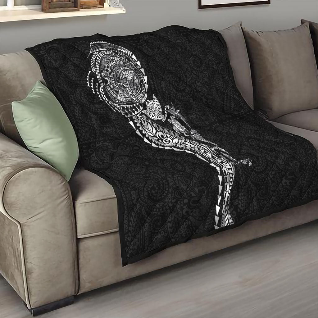 Hawaiian Kakau Tribal Sea Animals Tattoos Quilt Black Color LT03 - Polynesian Pride