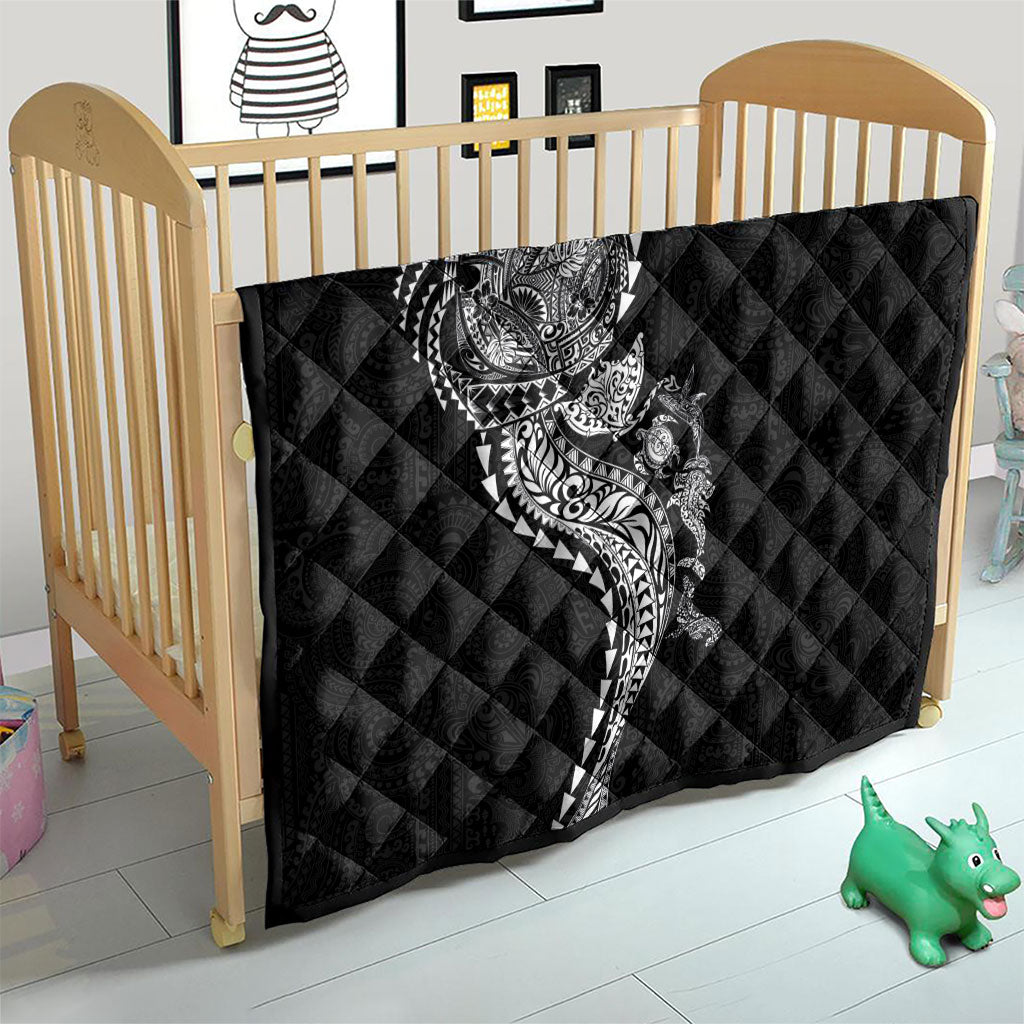 Hawaiian Kakau Tribal Sea Animals Tattoos Quilt Black Color LT03 - Polynesian Pride