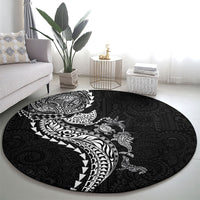 Hawaiian Kakau Tribal Sea Animals Tattoos Round Carpet Black Color LT03 - Polynesian Pride