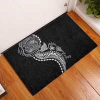 Hawaiian Kakau Tribal Sea Animals Tattoos Rubber Doormat Black Color