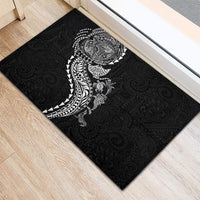 Hawaiian Kakau Tribal Sea Animals Tattoos Rubber Doormat Black Color