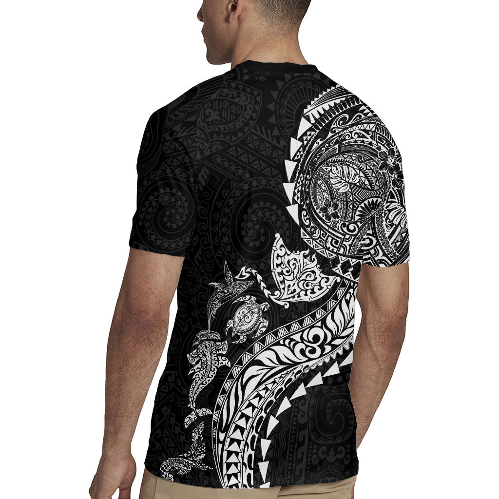 Hawaiian Kakau Tribal Sea Animals Tattoos Rugby Jersey Black Color LT03 - Polynesian Pride