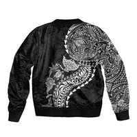 Hawaiian Kakau Tribal Sea Animals Tattoos Sleeve Zip Bomber Jacket Black Color LT03 - Polynesian Pride
