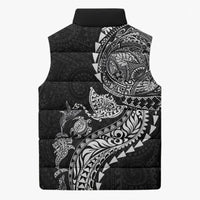 Hawaiian Kakau Tribal Sea Animals Tattoos Sleeveless Puffer Jacket Black Color LT03 - Polynesian Pride