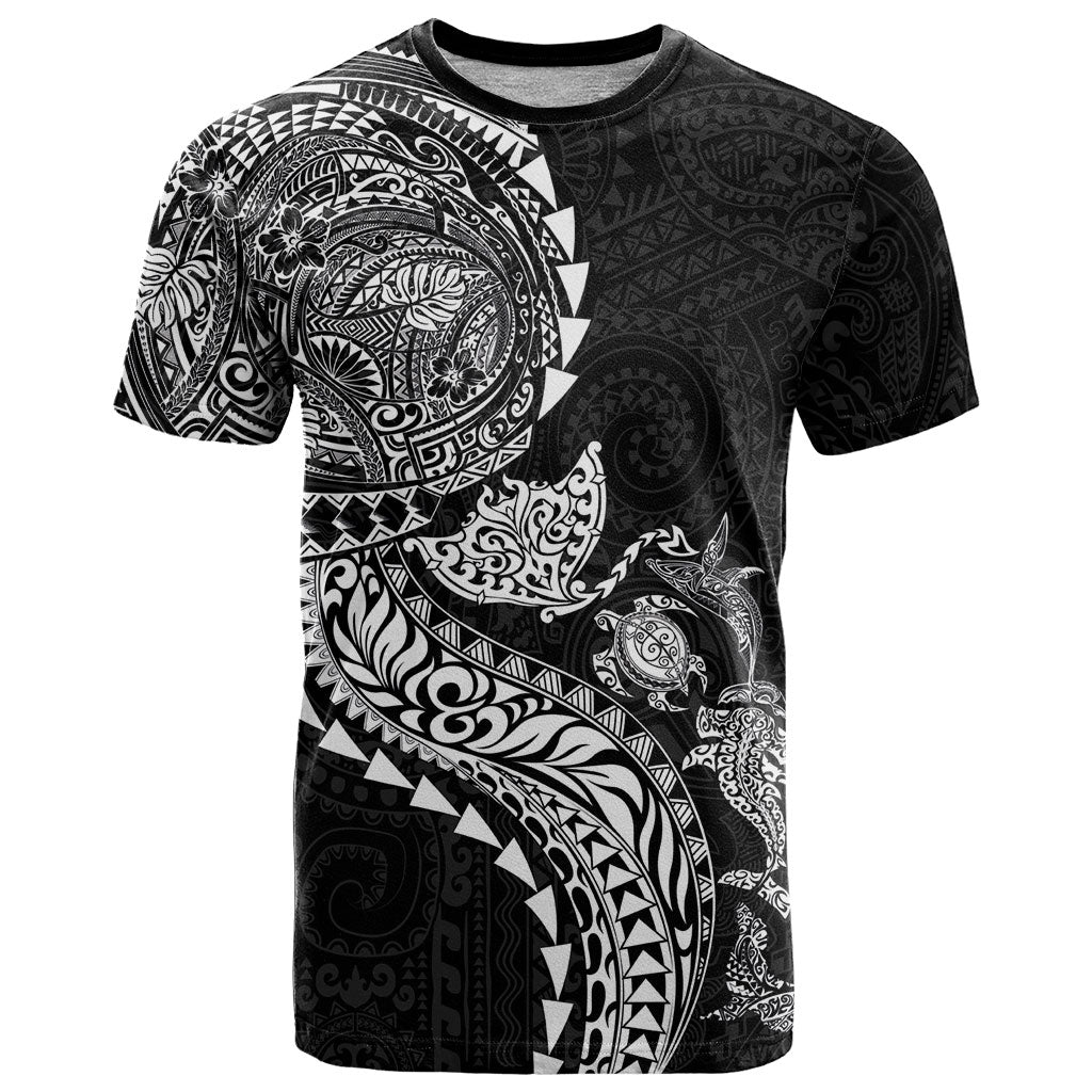 Hawaiian Kakau Tribal Sea Animals Tattoos T Shirt Black Color LT03 Black - Polynesian Pride