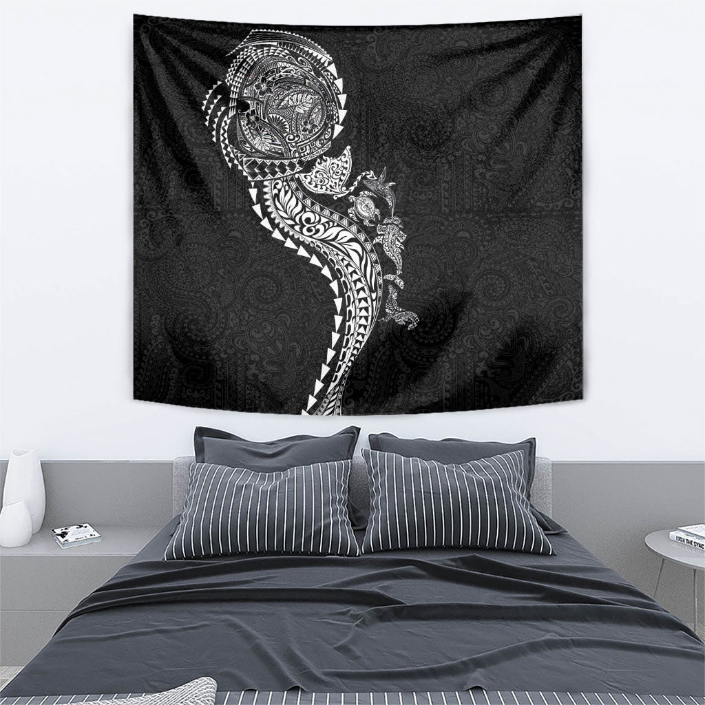 Hawaiian Kakau Tribal Sea Animals Tattoos Tapestry Black Color LT03 - Polynesian Pride