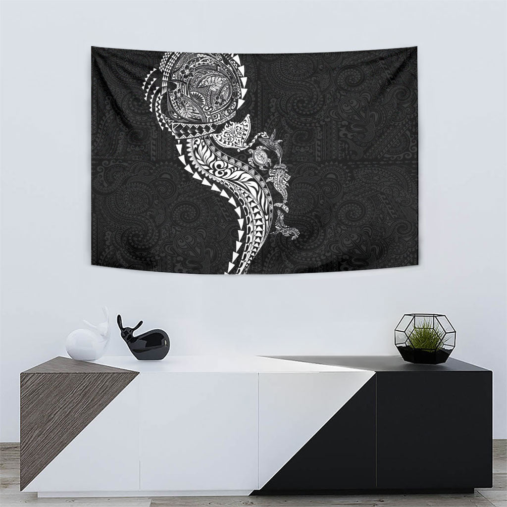 Hawaiian Kakau Tribal Sea Animals Tattoos Tapestry Black Color LT03 - Polynesian Pride
