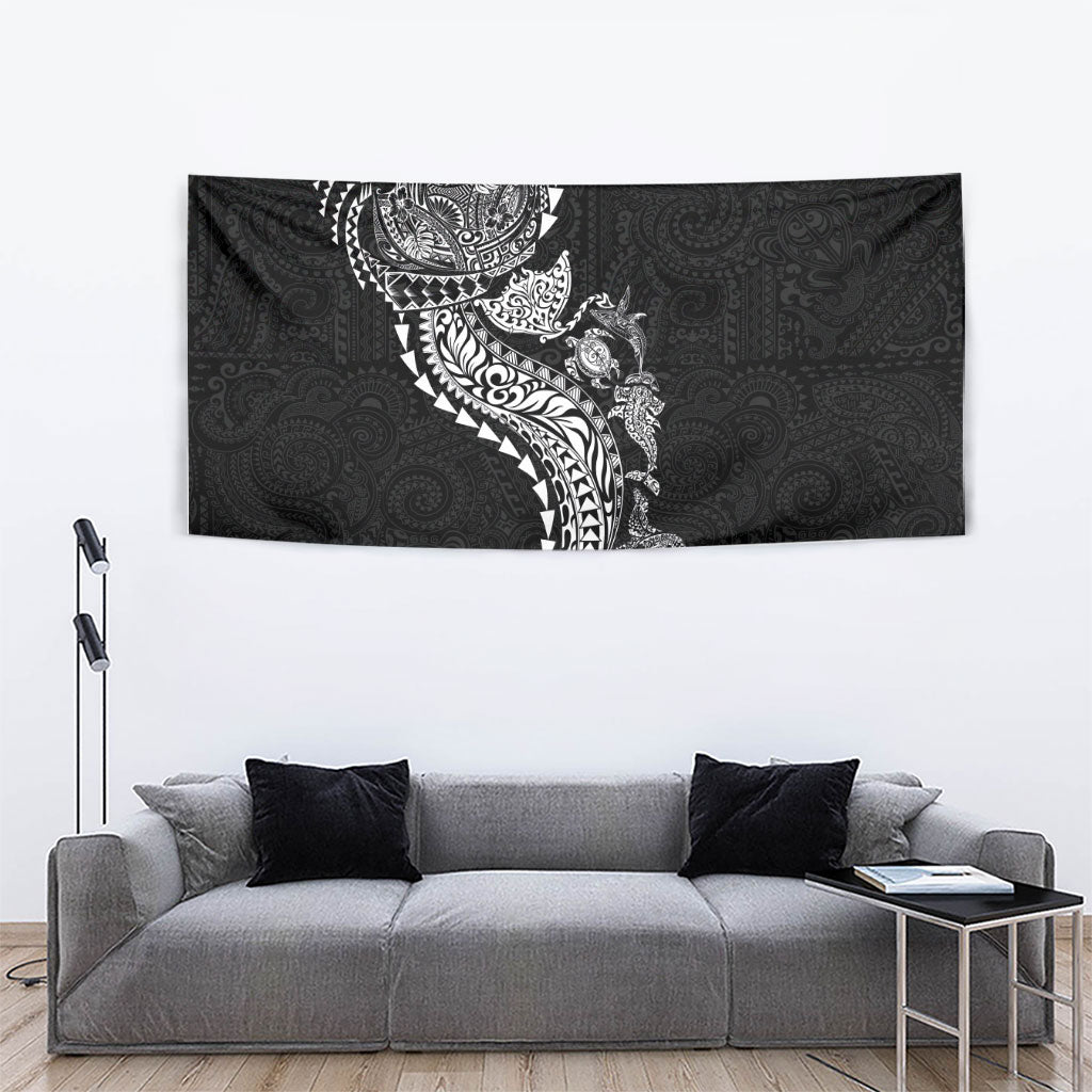 Hawaiian Kakau Tribal Sea Animals Tattoos Tapestry Black Color LT03 - Polynesian Pride