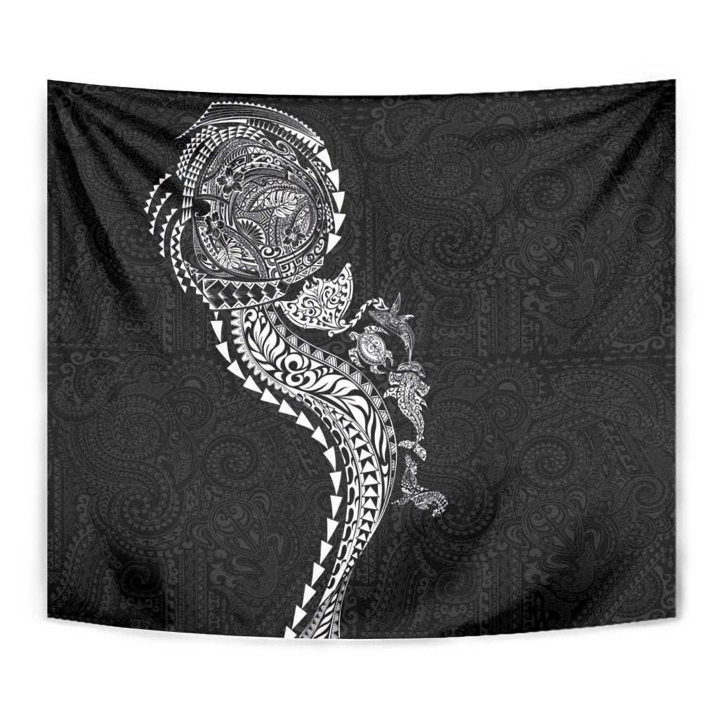 Hawaiian Kakau Tribal Sea Animals Tattoos Tapestry Black Color LT03 - Polynesian Pride