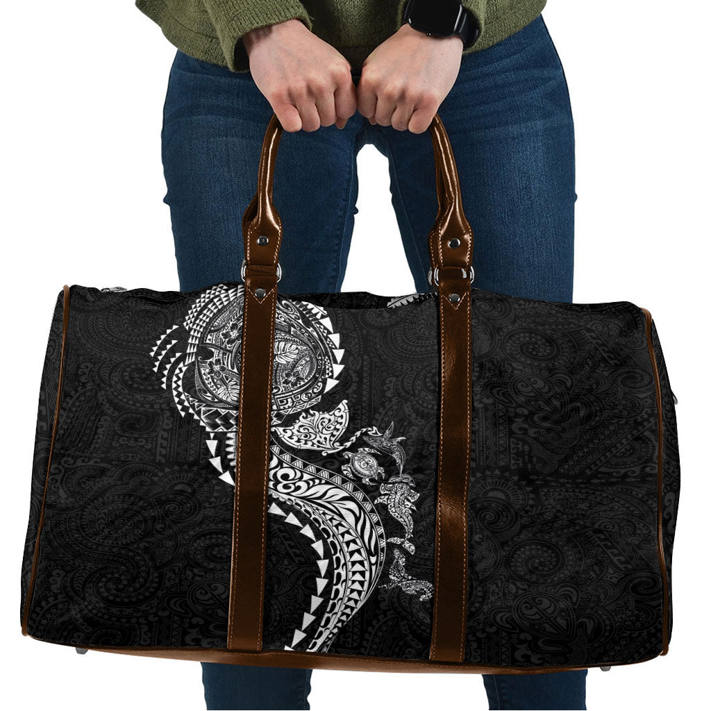 Hawaiian Kakau Tribal Sea Animals Tattoos Travel Bag Black Color