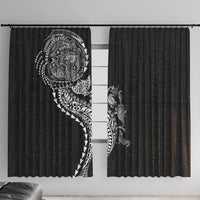 Hawaiian Kakau Tribal Sea Animals Tattoos Window Curtain Black Color