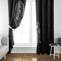 Hawaiian Kakau Tribal Sea Animals Tattoos Window Curtain Black Color