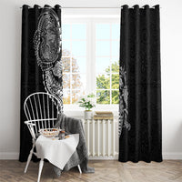 Hawaiian Kakau Tribal Sea Animals Tattoos Window Curtain Black Color