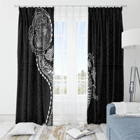 Hawaiian Kakau Tribal Sea Animals Tattoos Window Curtain Black Color