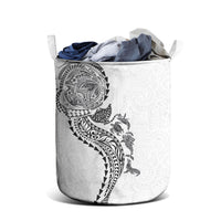 Hawaiian Kakau Tribal Sea Animals Tattoos Laundry Basket White Color LT03 - Polynesian Pride