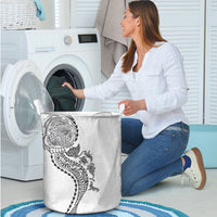 Hawaiian Kakau Tribal Sea Animals Tattoos Laundry Basket White Color LT03 - Polynesian Pride