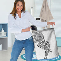Hawaiian Kakau Tribal Sea Animals Tattoos Laundry Basket White Color LT03 - Polynesian Pride