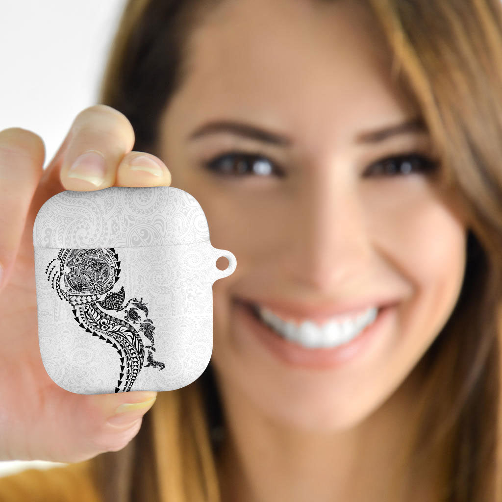 Hawaiian Kakau Tribal Sea Animals Tattoos AirPods Case White Color LT03 - Polynesian Pride