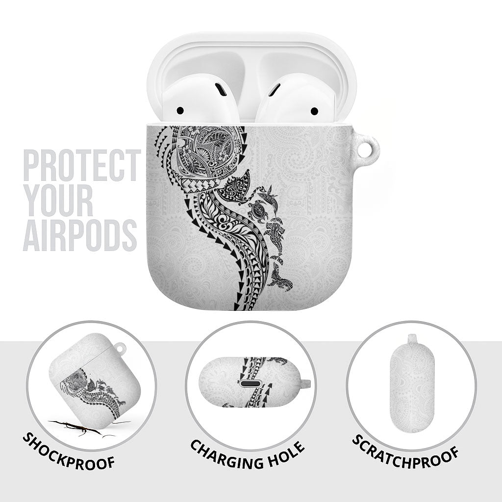 Hawaiian Kakau Tribal Sea Animals Tattoos AirPods Case White Color LT03 - Polynesian Pride