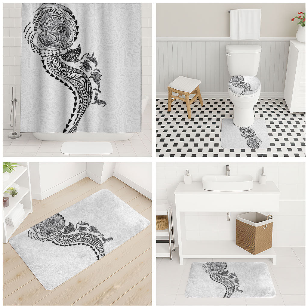 Hawaiian Kakau Tribal Sea Animals Tattoos Bathroom Set White Color LT03 - Polynesian Pride