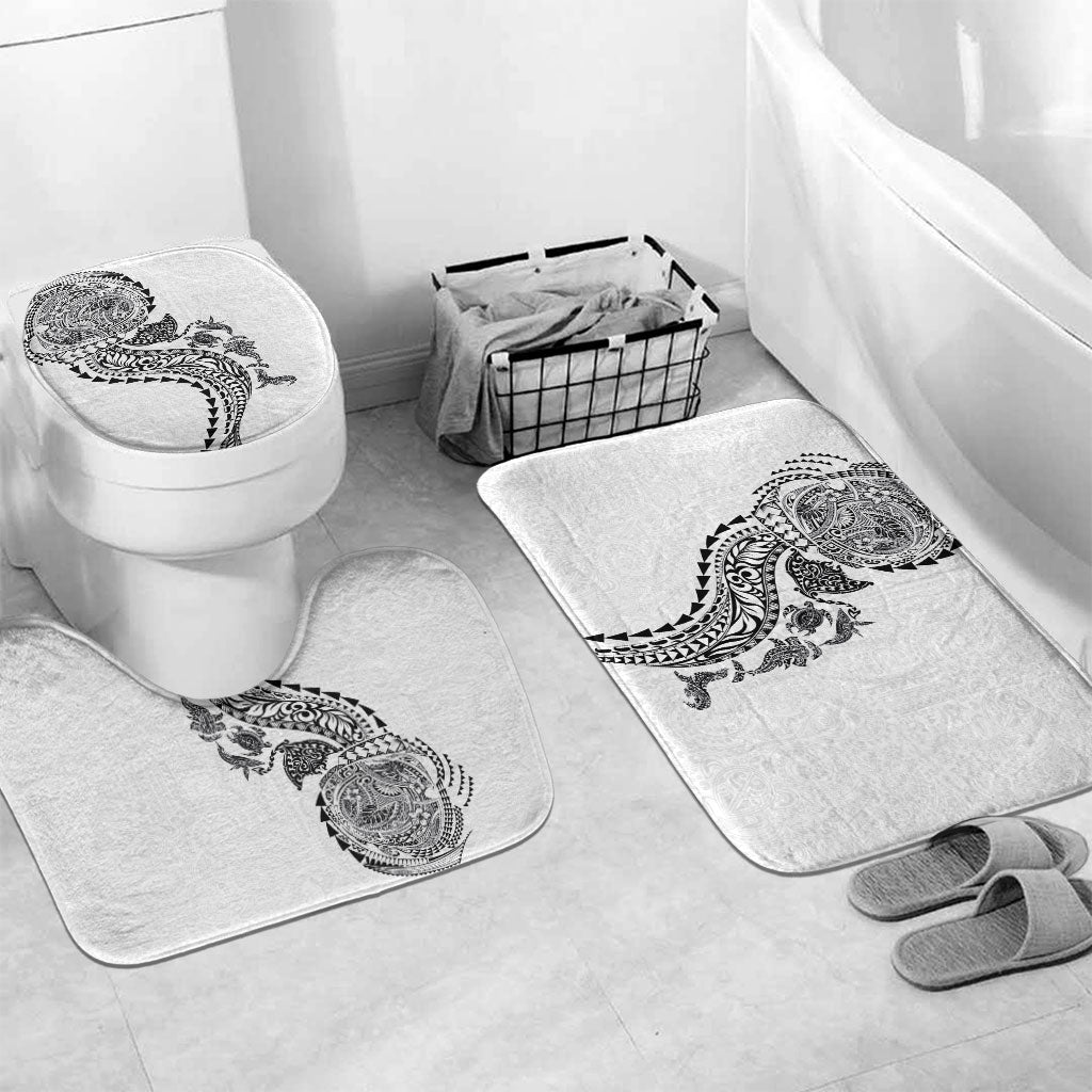 Hawaiian Kakau Tribal Sea Animals Tattoos Bathroom Set White Color LT03 Mat Set Only (3 pcs) One Size White - Polynesian Pride