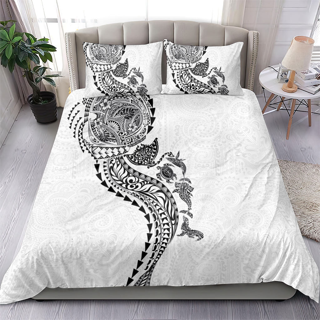Hawaiian Kakau Tribal Sea Animals Tattoos Bedding Set White Color LT03 - Polynesian Pride