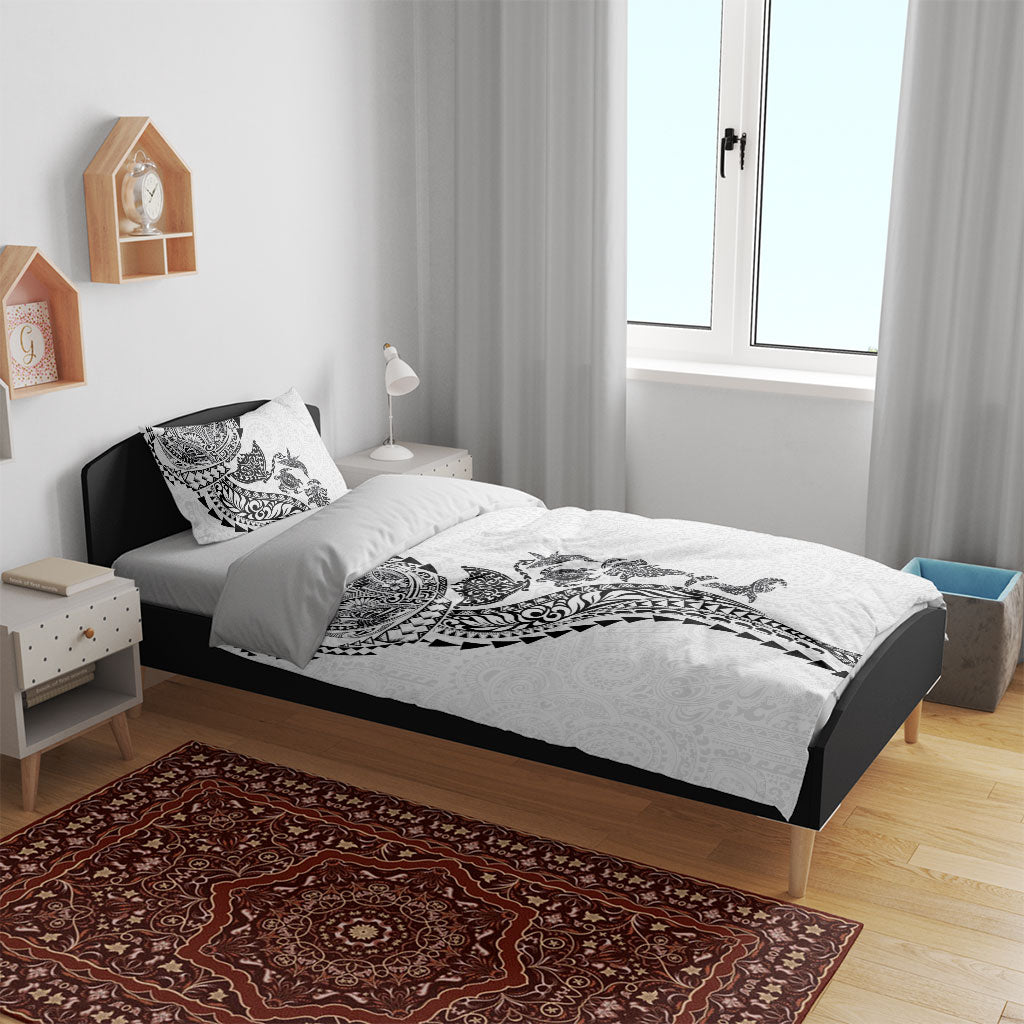 Hawaiian Kakau Tribal Sea Animals Tattoos Bedding Set White Color LT03 - Polynesian Pride