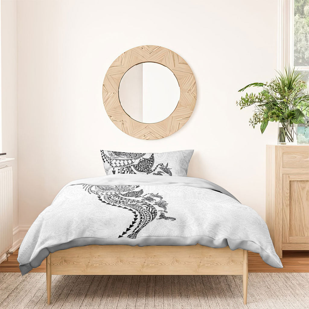 Hawaiian Kakau Tribal Sea Animals Tattoos Bedding Set White Color LT03 - Polynesian Pride