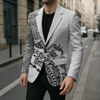 Hawaiian Kakau Tribal Sea Animals Tattoos Blazer White Color LT03 - Polynesian Pride