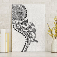 Hawaiian Kakau Tribal Sea Animals Tattoos Canvas Wall Art White Color LT03 Without Frame White - Polynesian Pride