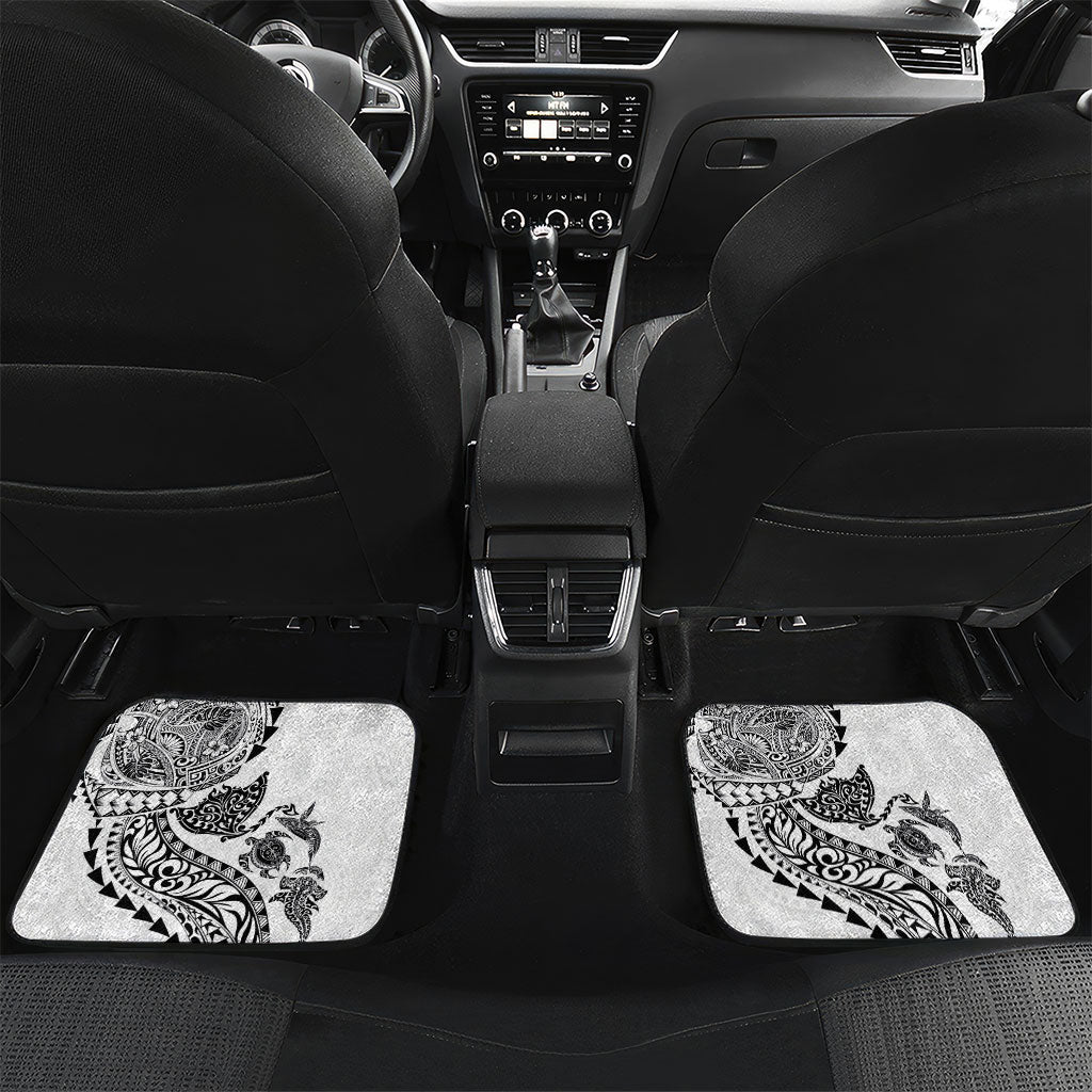 Hawaiian Kakau Tribal Sea Animals Tattoos Car Mats White Color LT03 Set 2pcs - Back White - Polynesian Pride