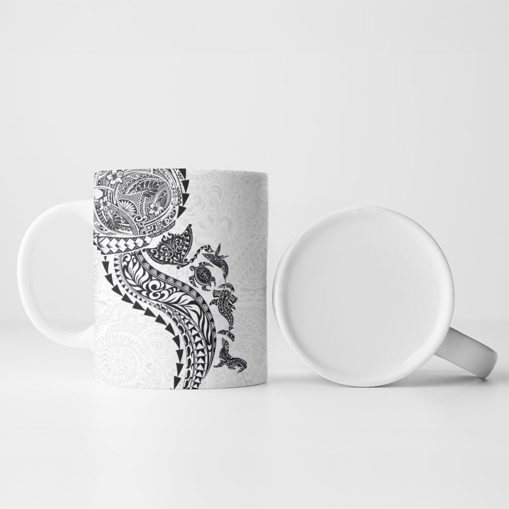 Hawaiian Kakau Tribal Sea Animals Tattoos Ceramic Mug White Color LT03 - Polynesian Pride