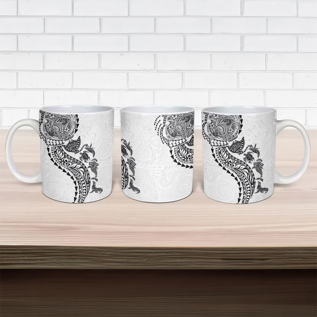 Hawaiian Kakau Tribal Sea Animals Tattoos Ceramic Mug White Color LT03 - Polynesian Pride