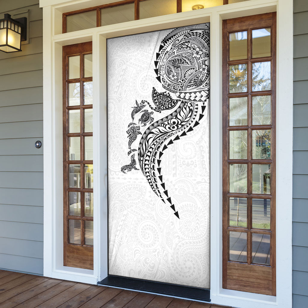 Hawaiian Kakau Tribal Sea Animals Tattoos Door Cover White Color