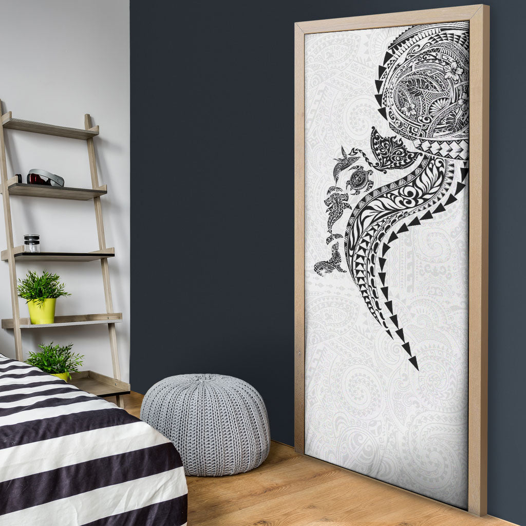 Hawaiian Kakau Tribal Sea Animals Tattoos Door Cover White Color