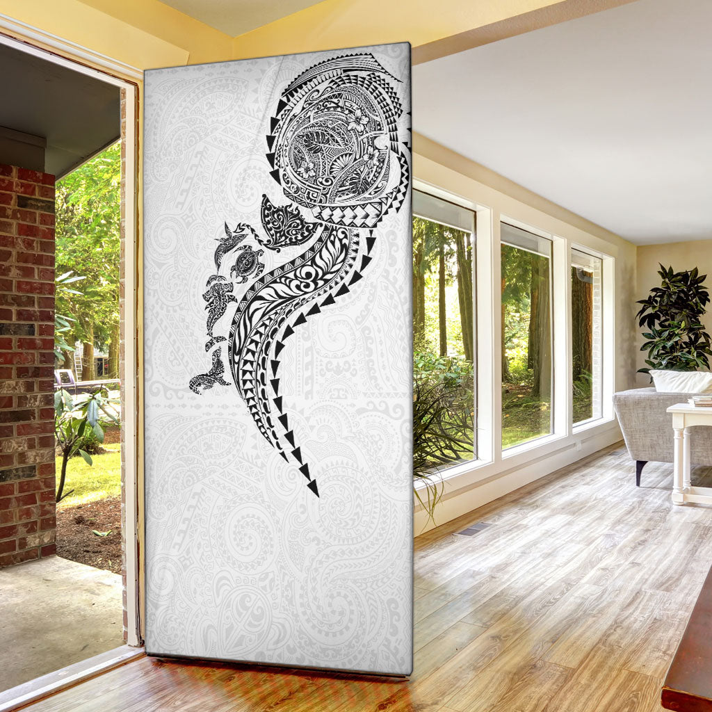 Hawaiian Kakau Tribal Sea Animals Tattoos Door Cover White Color