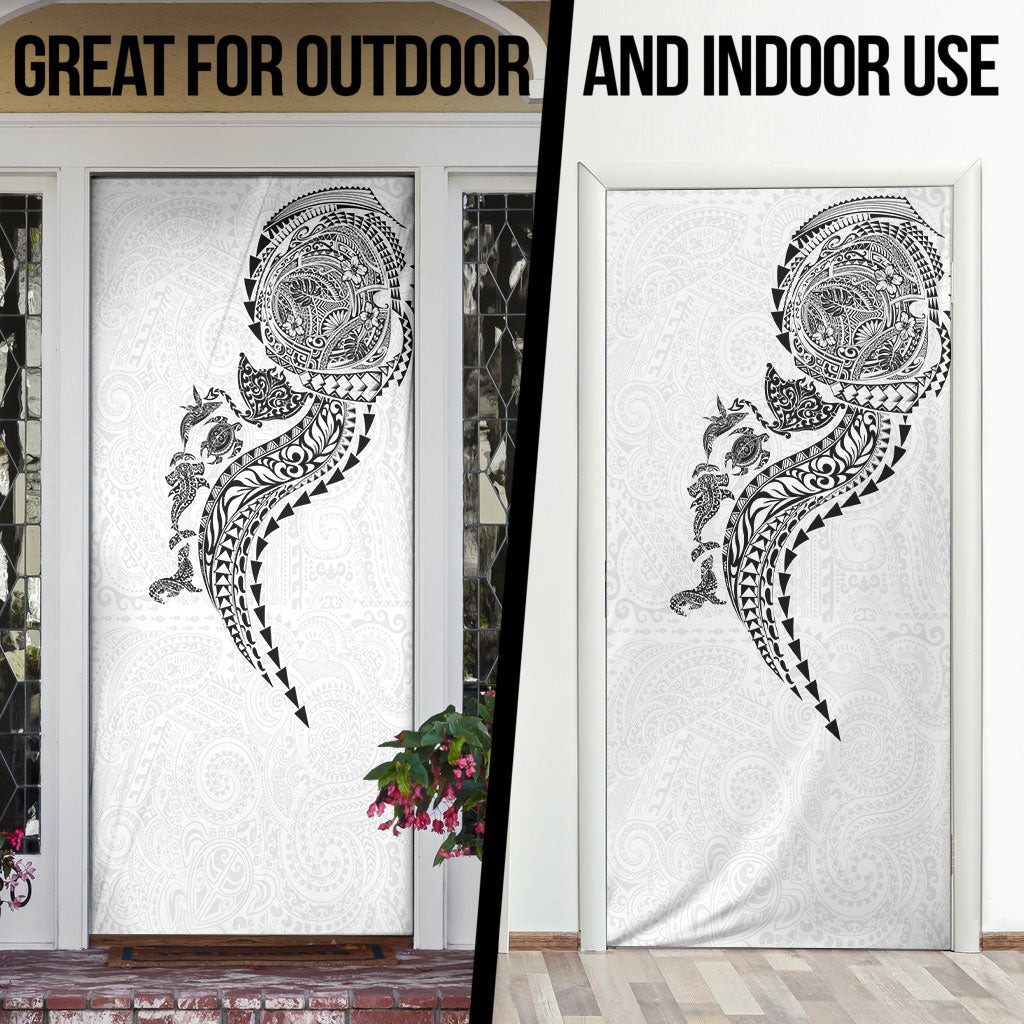 Hawaiian Kakau Tribal Sea Animals Tattoos Door Cover White Color