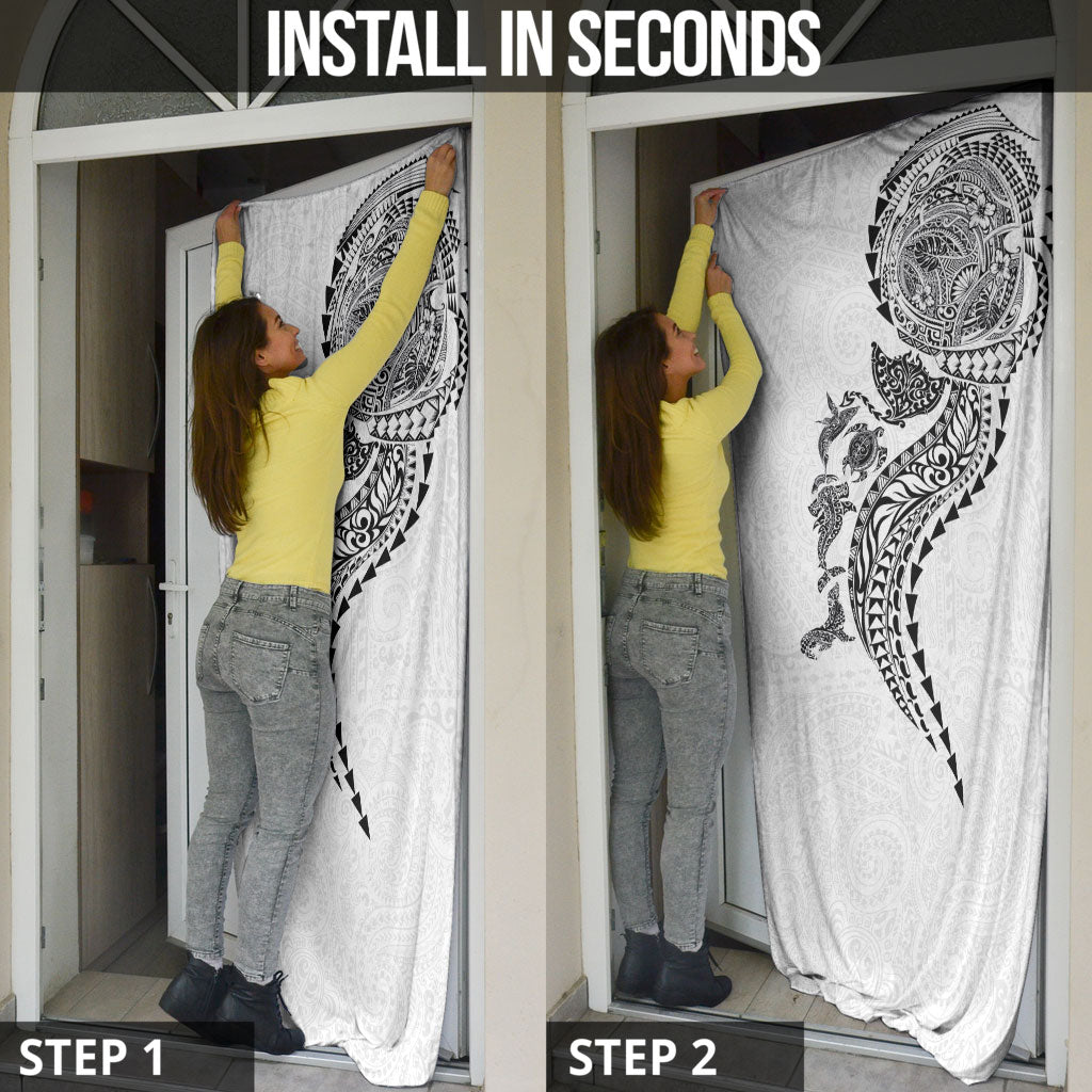 Hawaiian Kakau Tribal Sea Animals Tattoos Door Cover White Color
