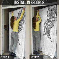 Hawaiian Kakau Tribal Sea Animals Tattoos Door Cover White Color