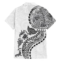 Hawaiian Kakau Tribal Sea Animals Tattoos Family Matching Mermaid Dress and Hawaiian Shirt White Color