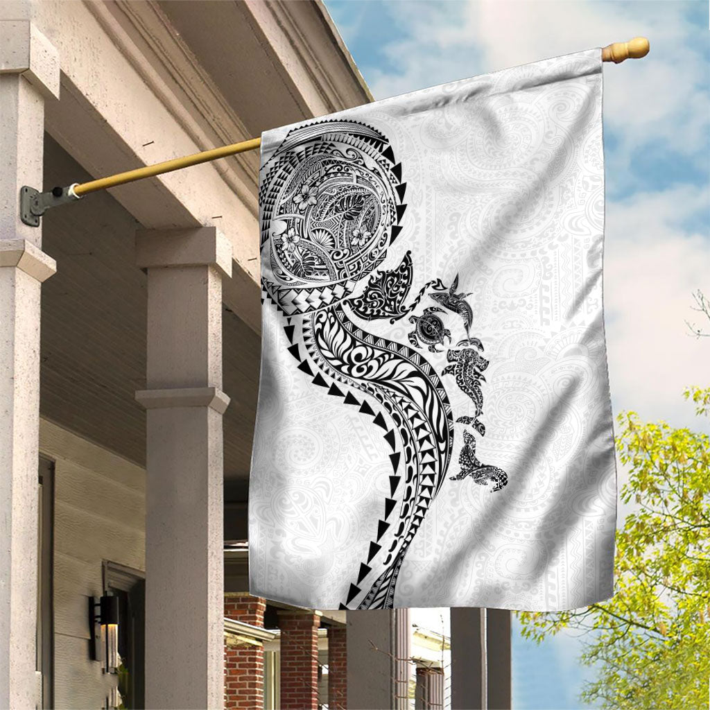 Hawaiian Kakau Tribal Sea Animals Tattoos Garden Flag White Color