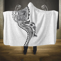 Hawaiian Kakau Tribal Sea Animals Tattoos Hooded Blanket White Color LT03 - Polynesian Pride