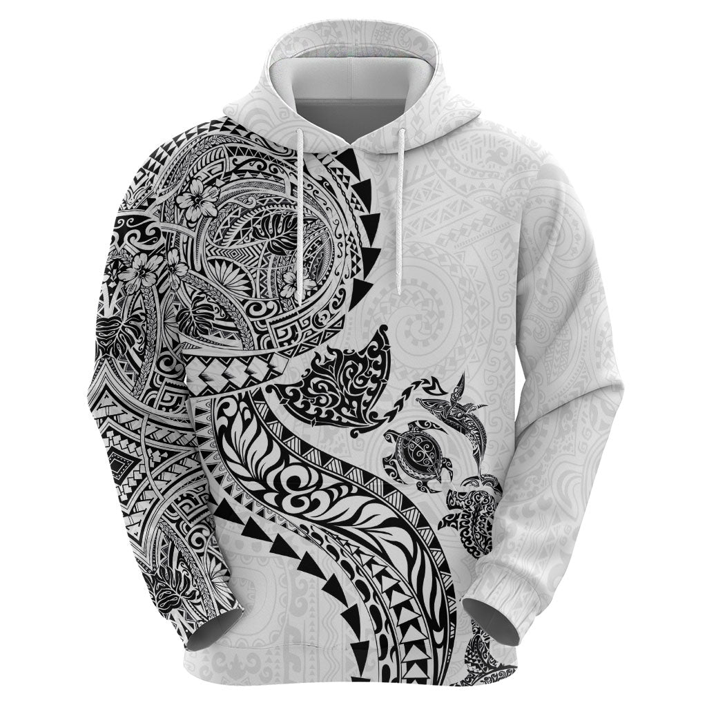 Hawaiian Kakau Tribal Sea Animals Tattoos Hoodie White Color LT03 - Polynesian Pride