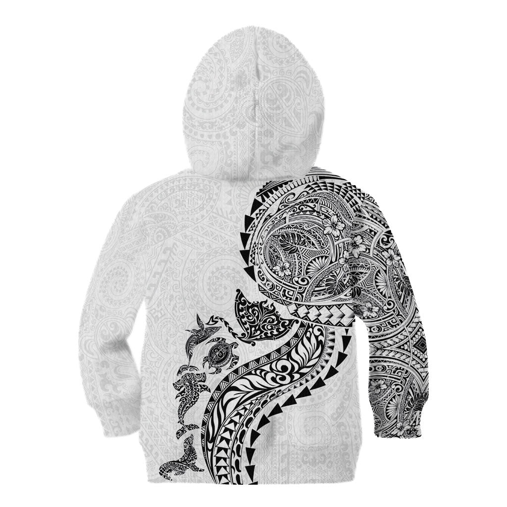 Hawaiian Kakau Tribal Sea Animals Tattoos Kid Hoodie White Color LT03 - Polynesian Pride