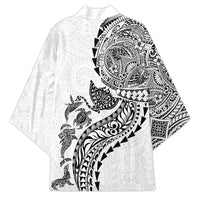 Hawaiian Kakau Tribal Sea Animals Tattoos Kimono White Color LT03 - Polynesian Pride