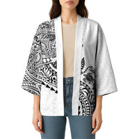 Hawaiian Kakau Tribal Sea Animals Tattoos Kimono White Color LT03 - Polynesian Pride