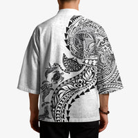 Hawaiian Kakau Tribal Sea Animals Tattoos Kimono White Color LT03 - Polynesian Pride
