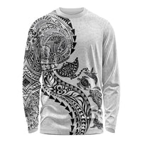 Hawaiian Kakau Tribal Sea Animals Tattoos Long Sleeve Shirt White Color